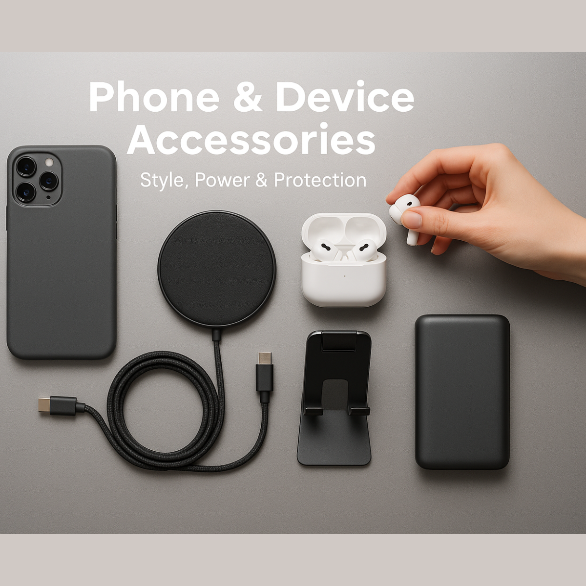 Phone & Device Accessories – Cases, chargers, cables, and protective gear designed to enhance functionality, style, and convenience for smartphones and electronic devices.