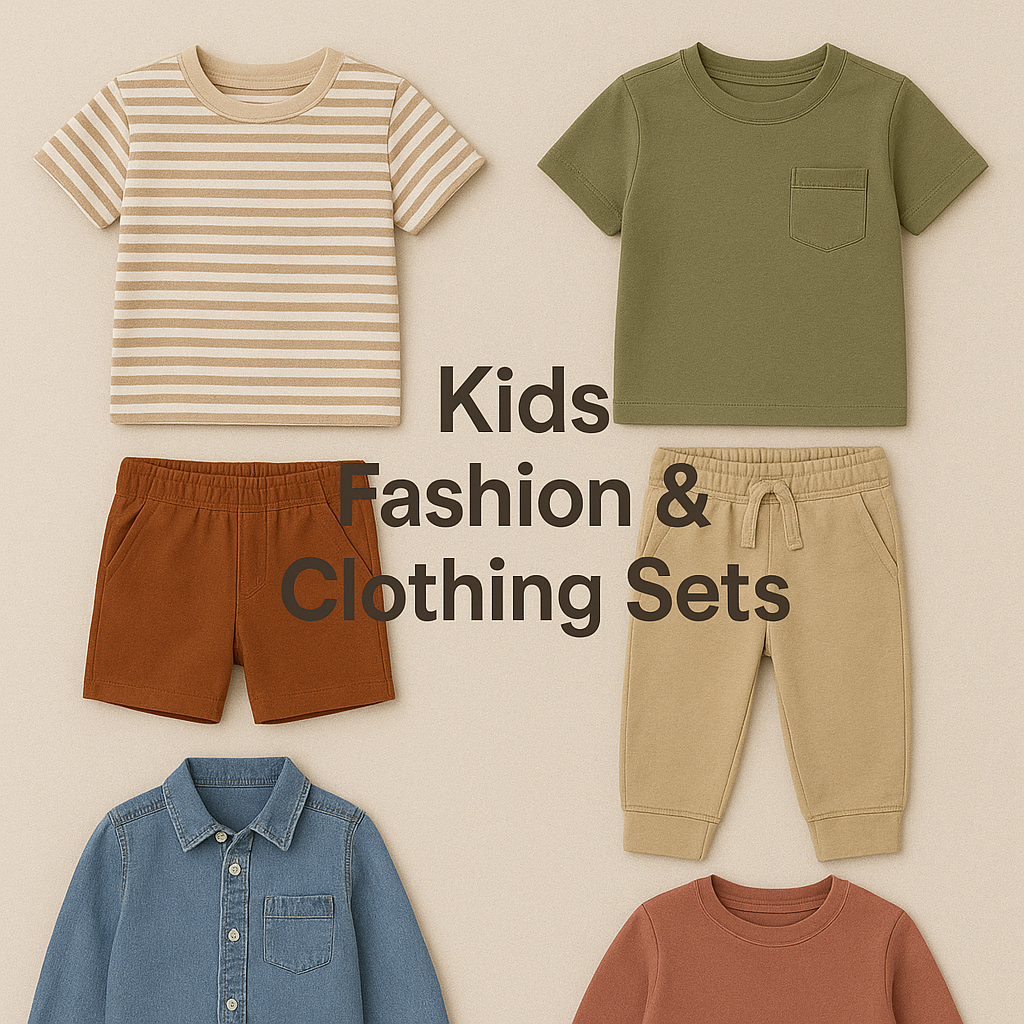 Kids Fashion & Clothing Sets – Trendy and comfortable outfits for boys and girls, including coordinated tops, bottoms, and casual wear for everyday style.