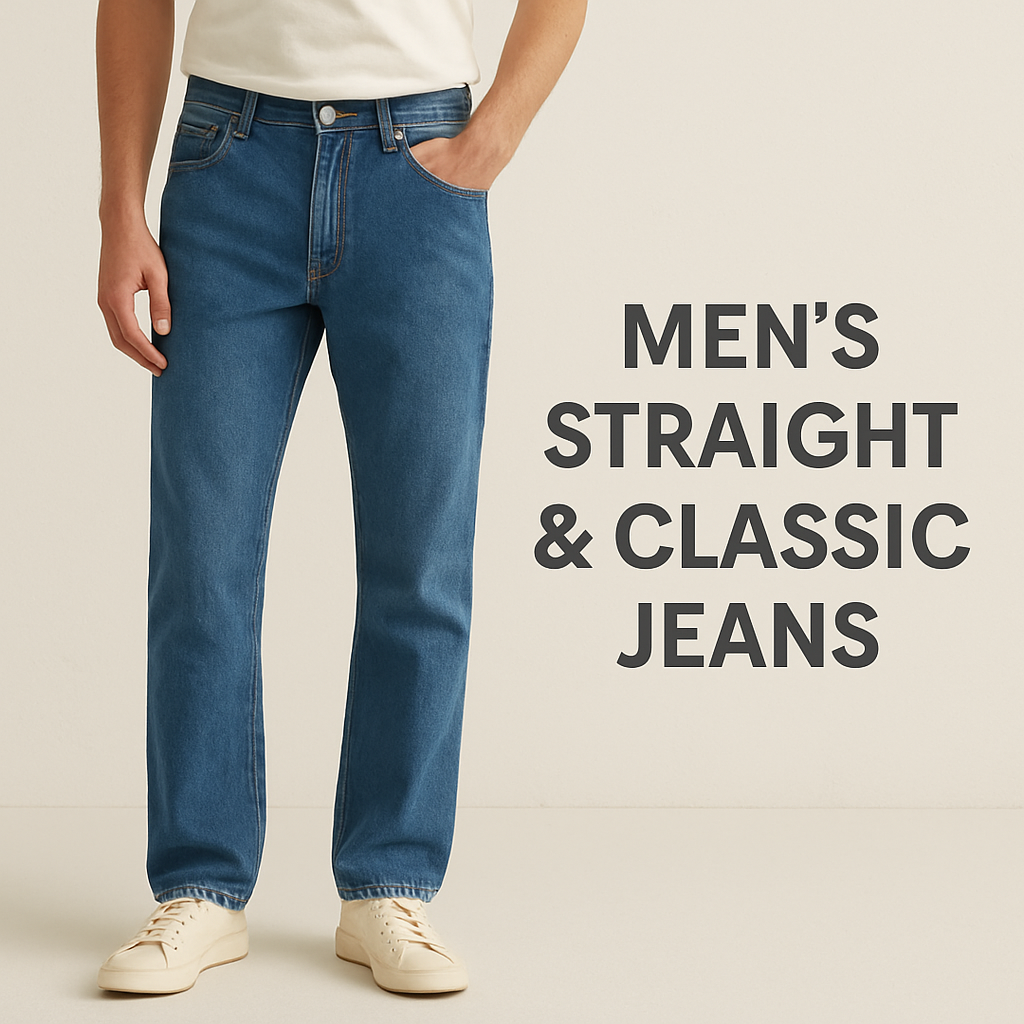 Men’s Straight & Classic Jeans – Timeless denim with a relaxed fit, versatile style, and all-day comfort for casual and smart looks.