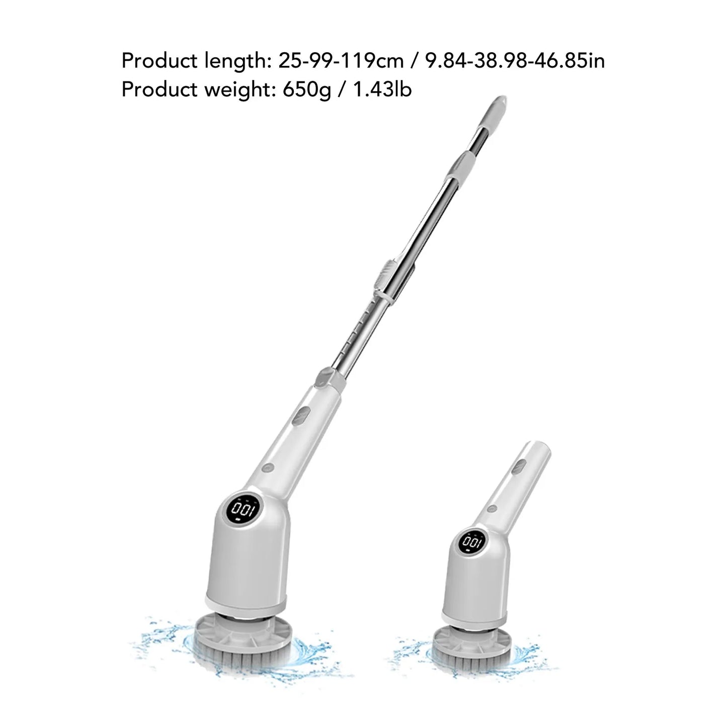 Cordless 360° Spin Scrubber with 8 Interchangeable Heads – Adjustable, Rechargeable & Waterproof