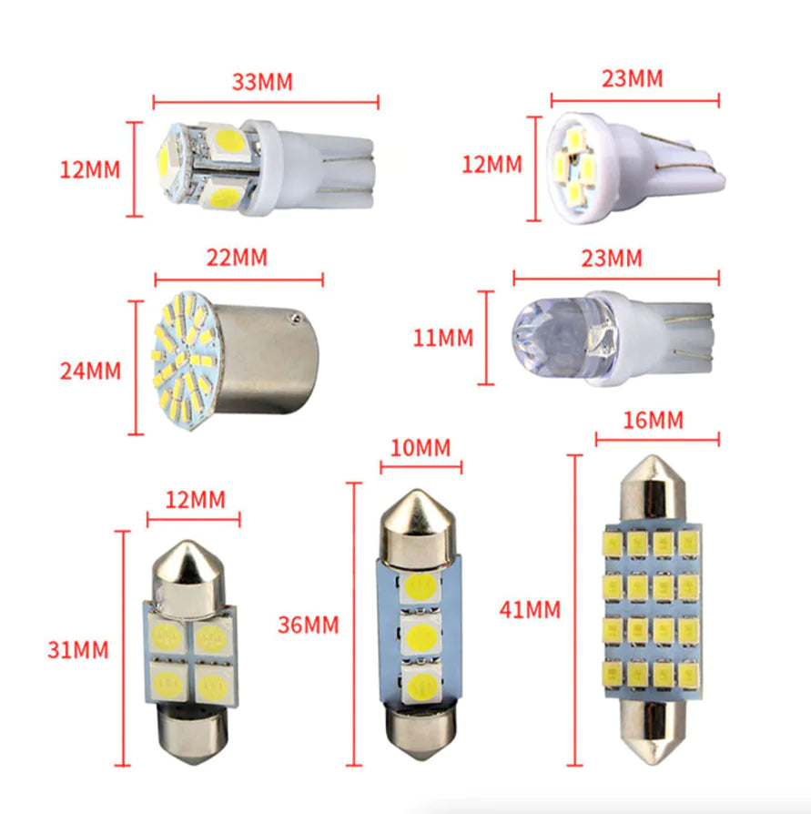 28pcs Car Interior LED Light Bulb Set – Dome, Map, Door, Trunk, License Plate