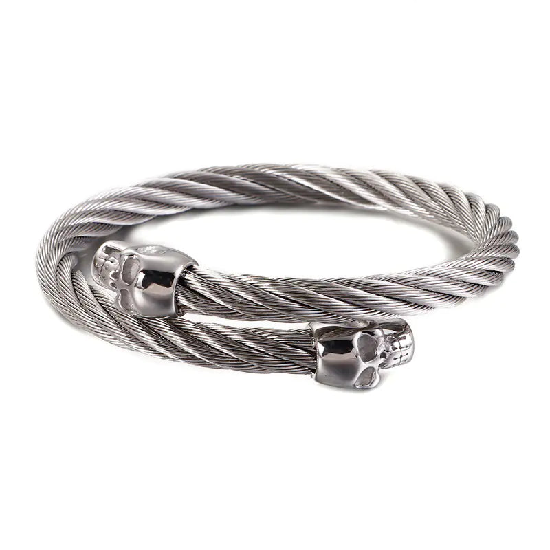 Men’s Stainless Steel Skull Bracelet – Geometric Fashion Jewelry