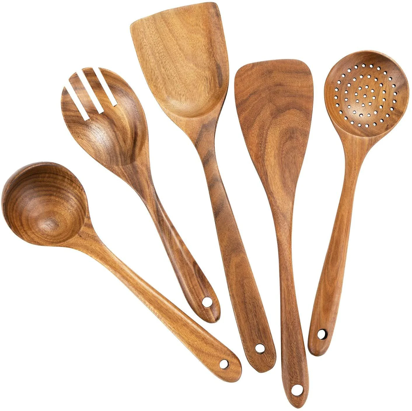 Culinary Essentials Wooden Spatulas – Premium Acacia Wood Kitchen Tools Set