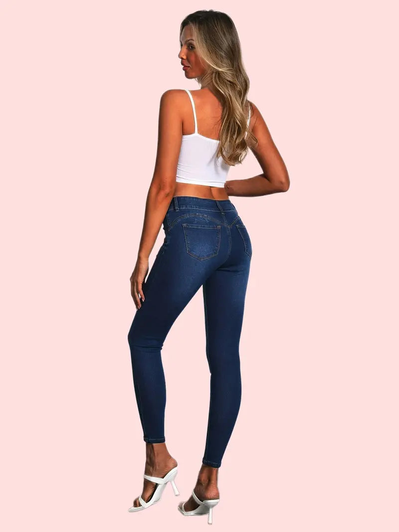 Blue Slim Fit Skinny Jeans – High-Stretch Ankle-Length Denim