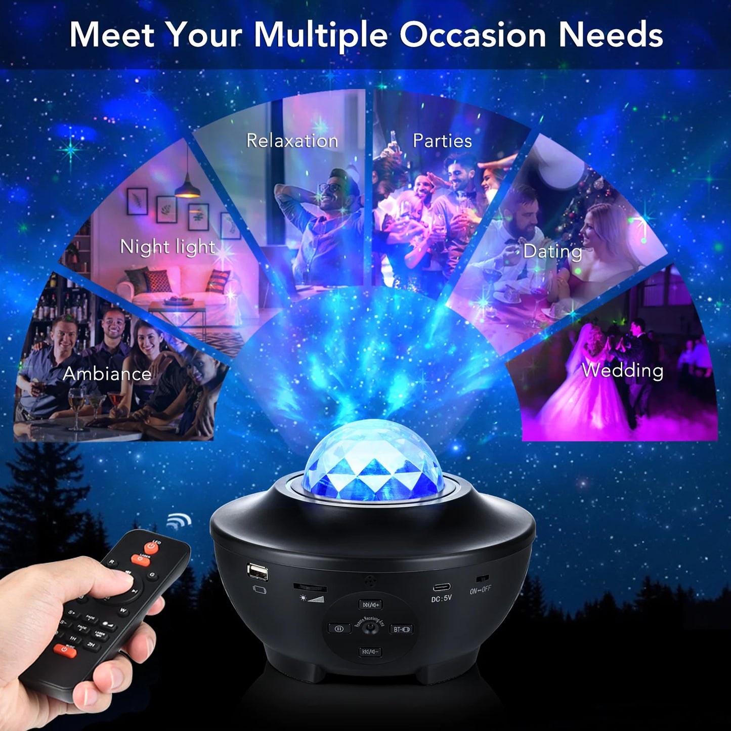 Projecteur Galaxy noir – Ciel étoilé à 360° avec effets nébuleux | 30 % de réduction + Livraison gratuite dans le monde entier