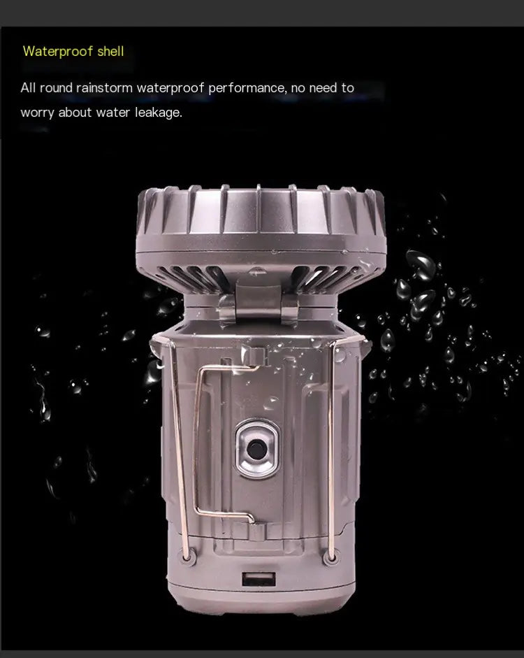 Solar Rechargeable Camping Lantern Fan – Portable Light & Cooling for Outdoor Adventures