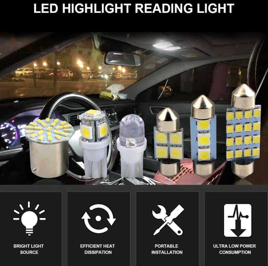 28pcs Car Interior LED Light Bulb Set – Dome, Map, Door, Trunk, License Plate