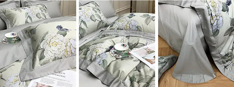 European-Style Cotton Bedding Set – Luxurious Floral Design