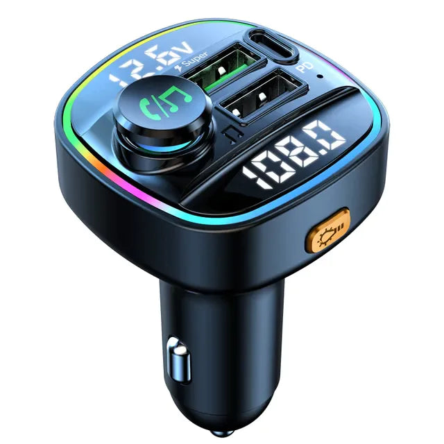 Bluetooth 5.0 Car Wireless FM Transmitter Adapter with USB PD Charger & Hands-Free