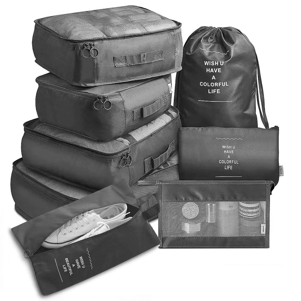Ensemble de cubes de voyage 8 pièces – Organisateur de bagages et sacs séparateurs pour un voyage efficace, livraison gratuite dans le monde entier.