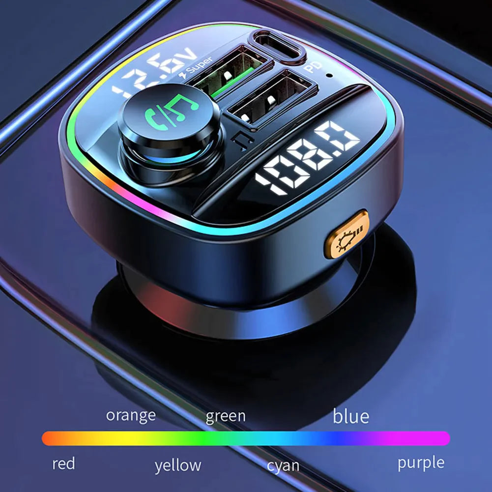 Bluetooth 5.0 Car Wireless FM Transmitter Adapter with USB PD Charger & Hands-Free