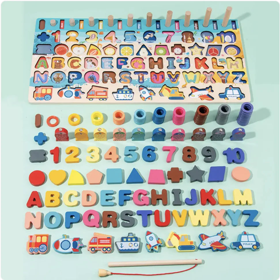 Montessori Baby Wooden Educational Toy – 7-in-1 Magnetic Number & Shape Learning Board (Ages 3+) | Free Shipping