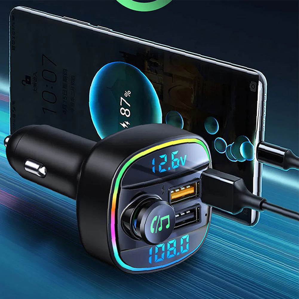 Bluetooth 5.0 Car Wireless FM Transmitter Adapter with USB PD Charger & Hands-Free