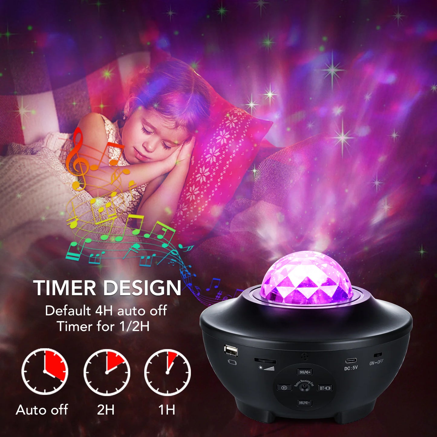 Projecteur Galaxy noir – Ciel étoilé à 360° avec effets nébuleux | 30 % de réduction + Livraison gratuite dans le monde entier