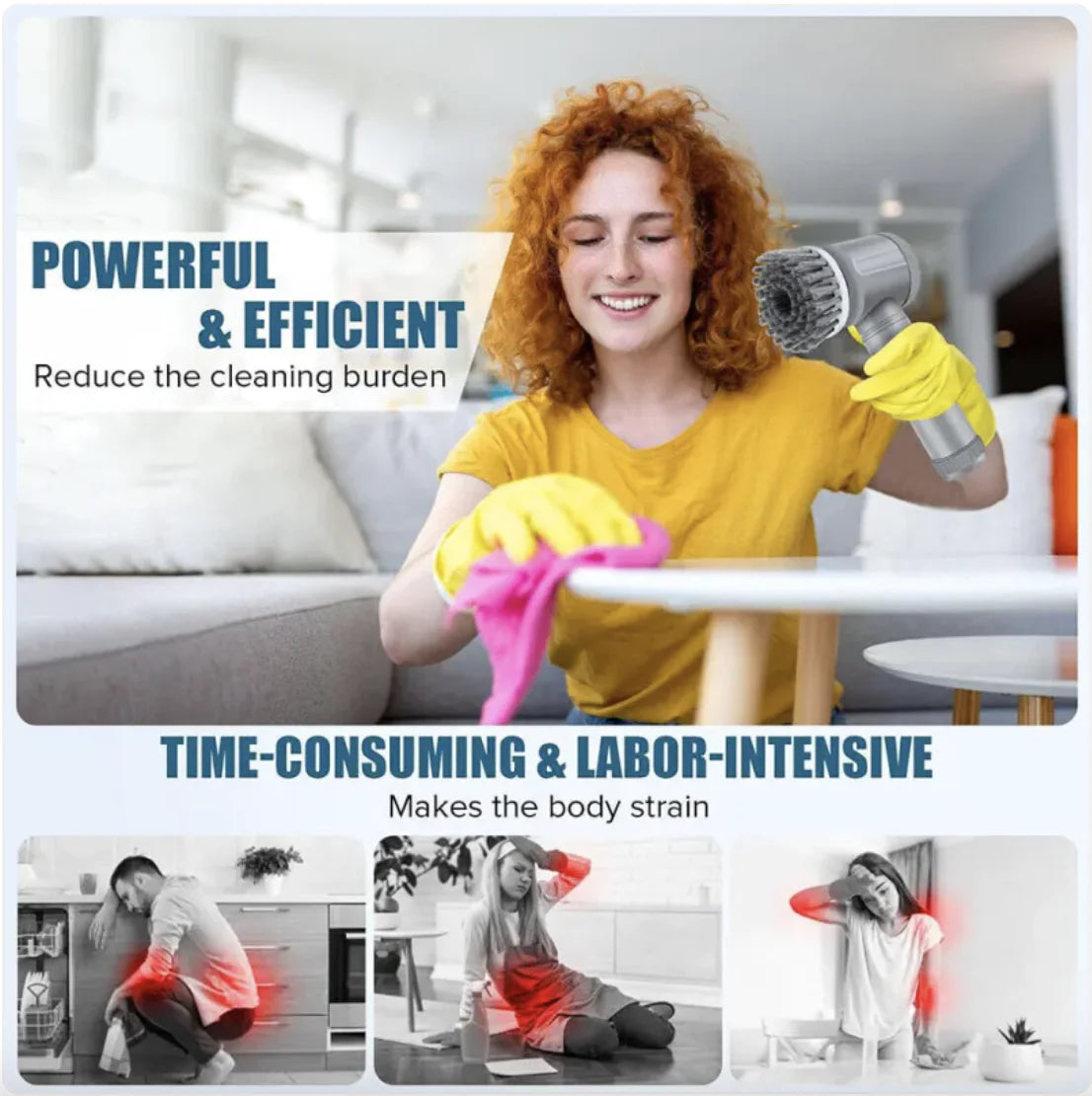 Rechargeable Cordless Electric Spin Scrubber – 7-in-1 Waterproof Power Brush for Home Cleaning