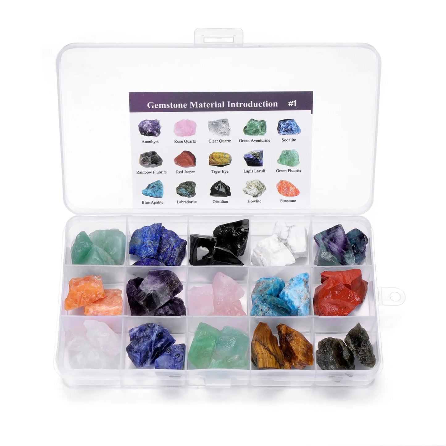 GEHECRST Assorted Raw Healing Crystals Box – 15 Natural Quartz Stones for Chakra, Reiki, Meditation & Spiritual Healing