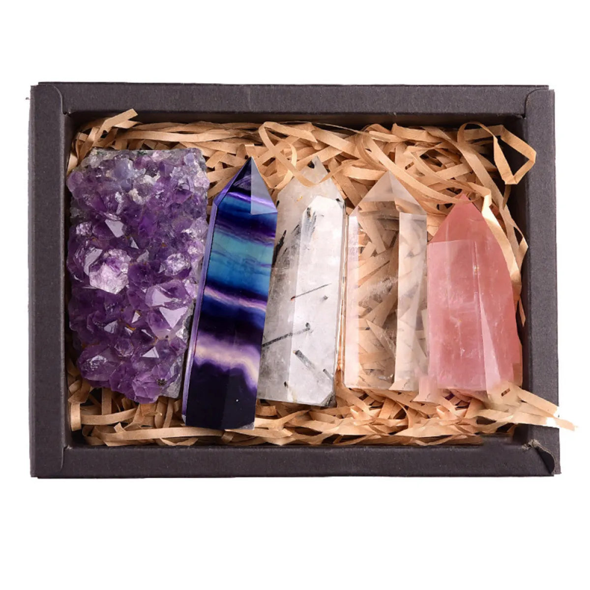 Amethyst Crystal Healing Gift Box – Natural Stone Energy Set for Meditation, Reiki & Décor