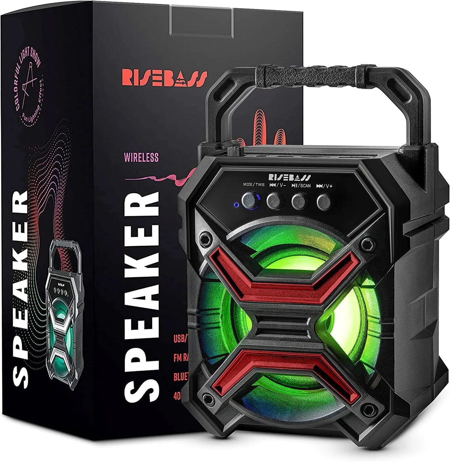 Portable Wireless Bluetooth Speaker with TWS & LED Lights – Rechargeable