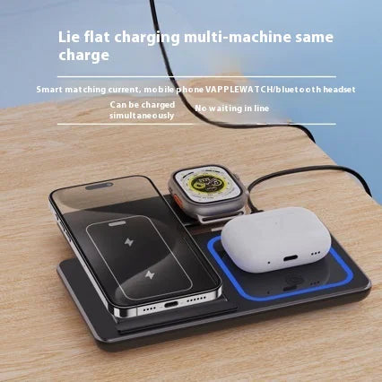 3-in-1 LED Fast Wireless Charger Stand – Foldable Charging Station (2025 Model)
