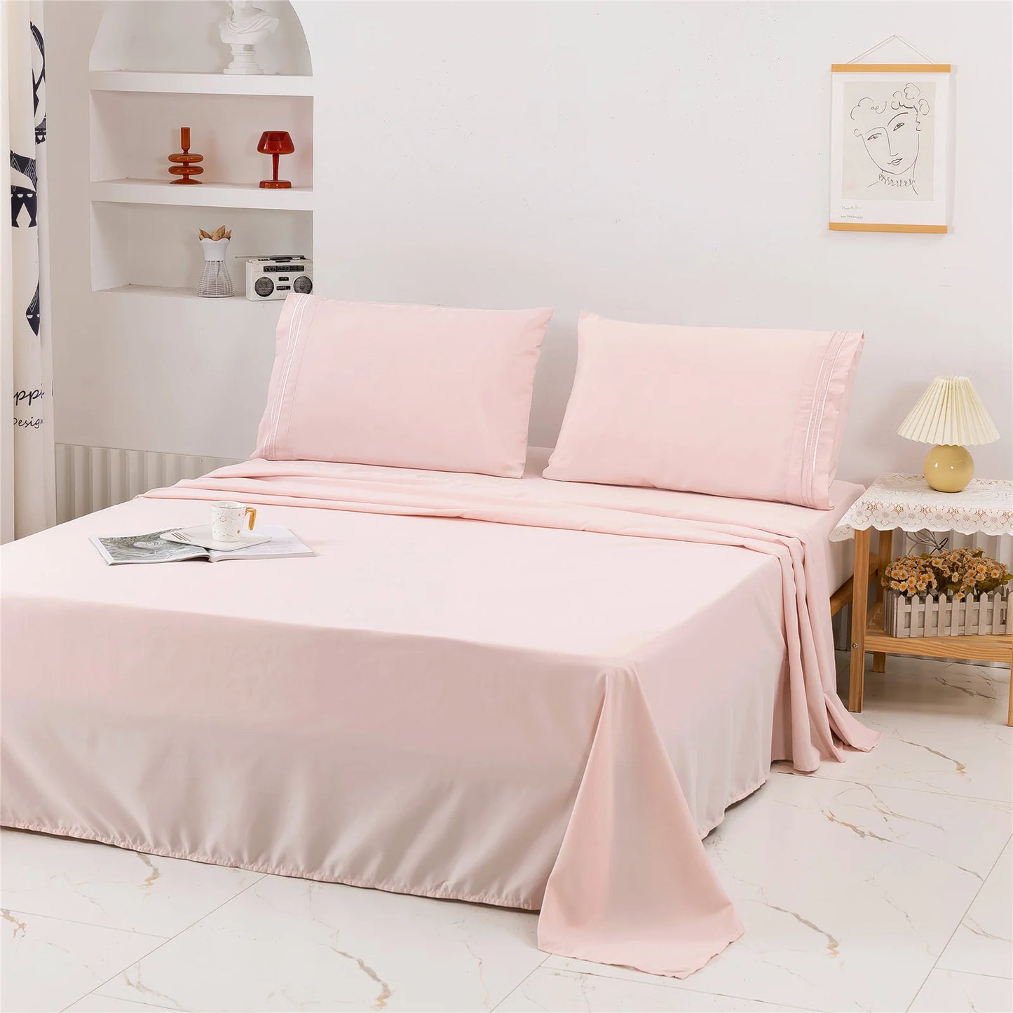 Polyester Modern Bed Sheet Set – 3/4-Piece Bedding Collection