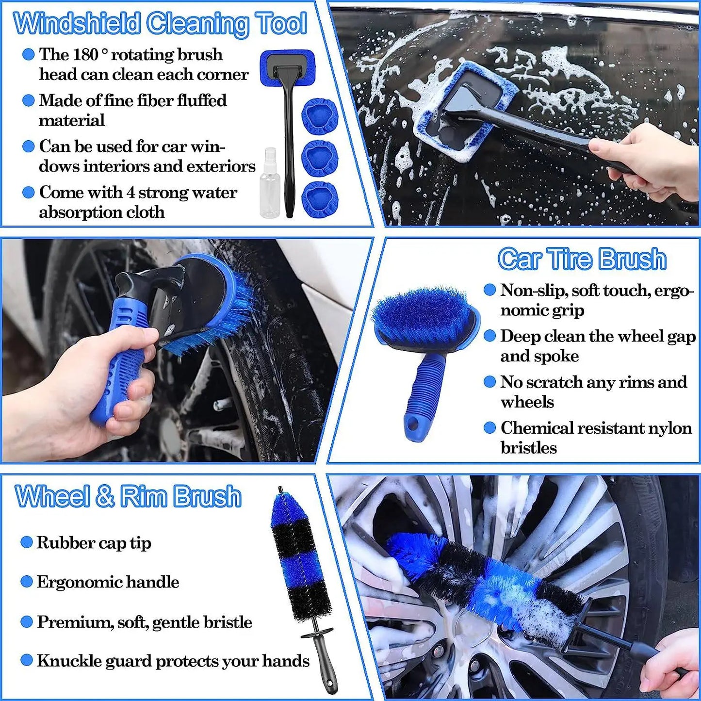 26-Piece Car Detailing Brush Set with Drill Attachments