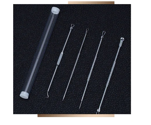 4-Piece Stainless Steel Pimple & Blackhead Extractor Tool Set – Professional Acne Removal Kit