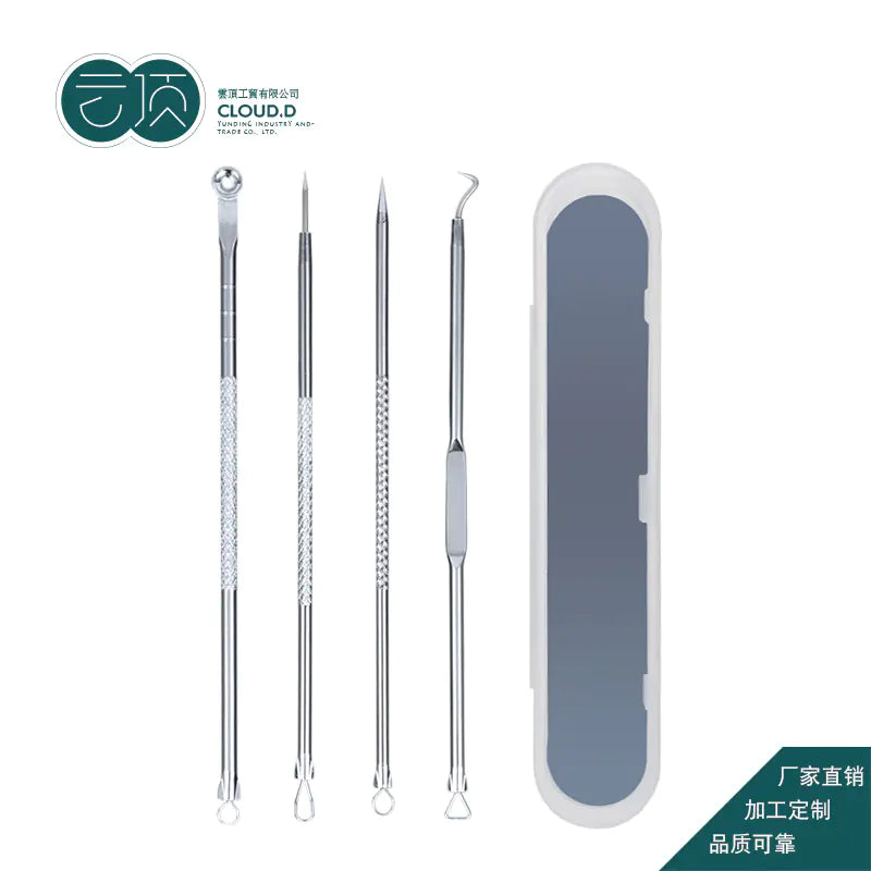 4-Piece Stainless Steel Pimple & Blackhead Extractor Tool Set – Professional Acne Removal Kit