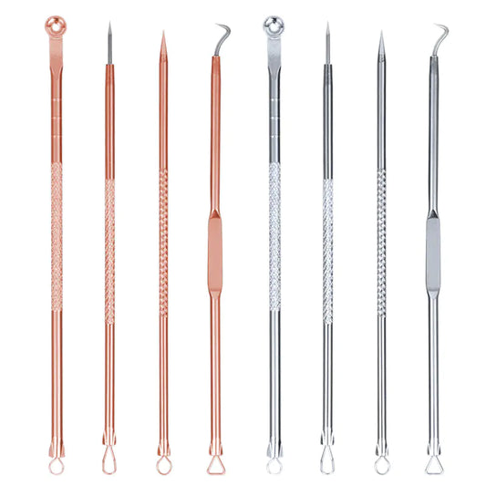 4-Piece Stainless Steel Pimple & Blackhead Extractor Tool Set – Professional Acne Removal Kit