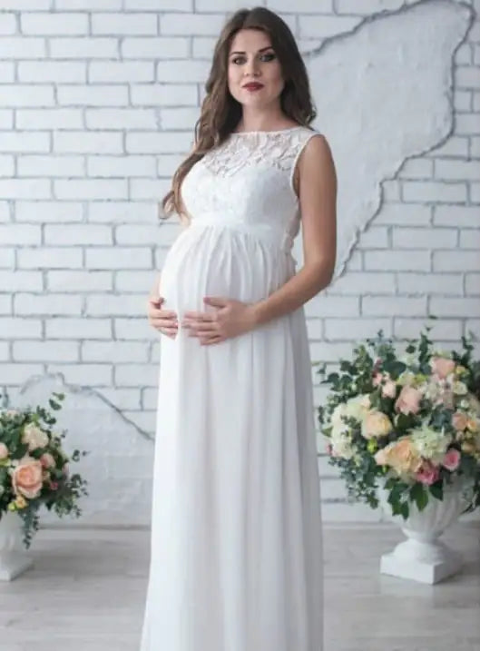 Lace Sleeveless Maternity Dress – Elegant Pregnancy Outfit with Comfort Fit
