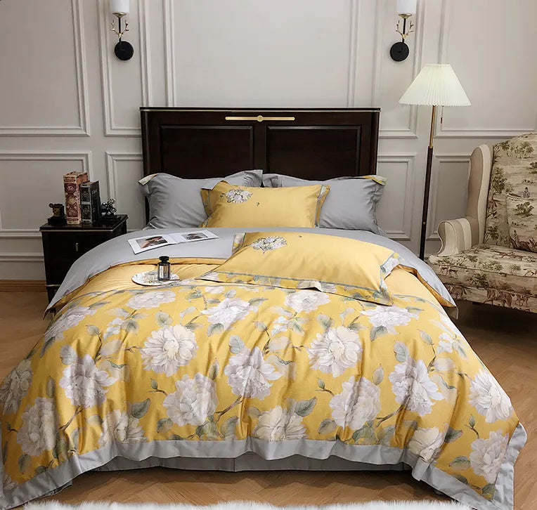 European-Style Cotton Bedding Set – Luxurious Floral Design
