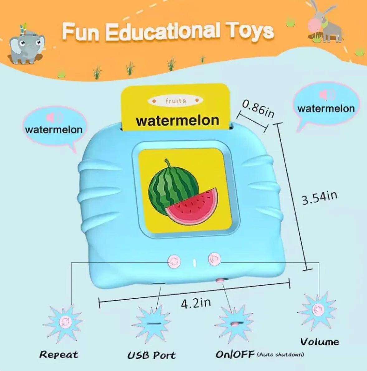 Kids' Smart Card Learning Machine – Interactive Audio Educational Toy with 224 English Books | Free Shipping