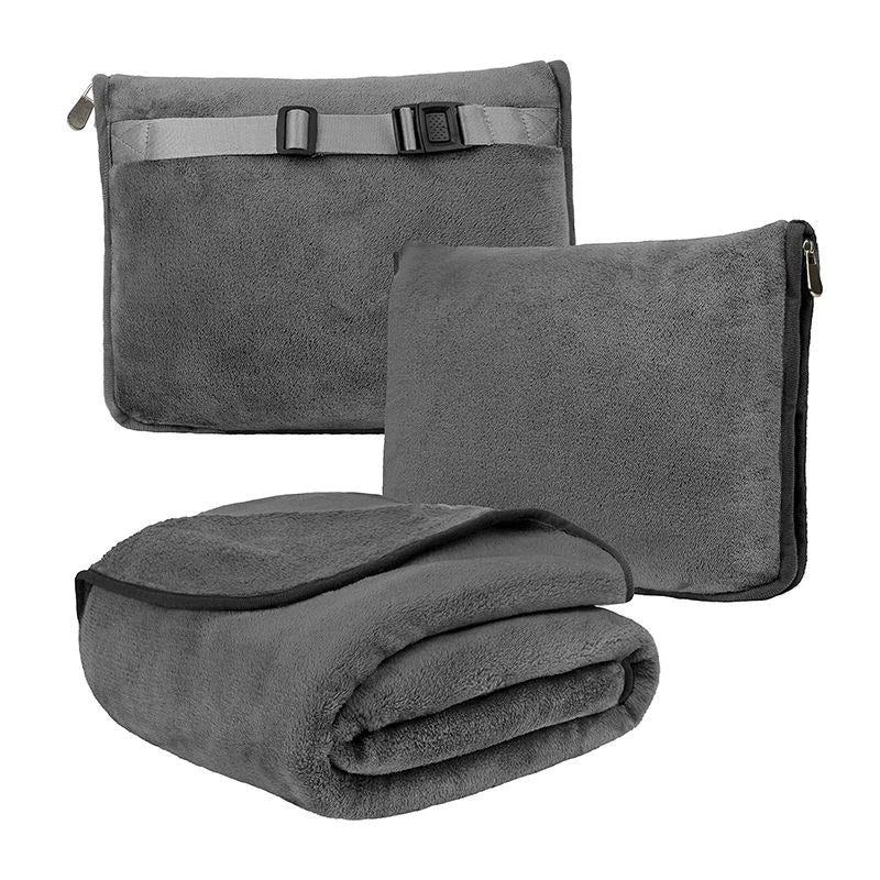 2-in-1 Travel Pillow & Blanket Set – Compact Comfort for Airplane, Car & Train Travel