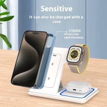 3-in-1 LED Fast Wireless Charger Stand – Foldable Charging Station (2025 Model)