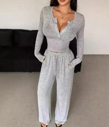 Long-Sleeved Button-Up & Trousers Two-Piece Suit – Elegant Formal & Semi-Formal Set