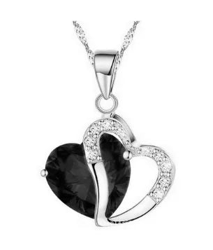 Heart Crystal Pendant Necklace for Women – Water Wave Chain, 9 Color Options