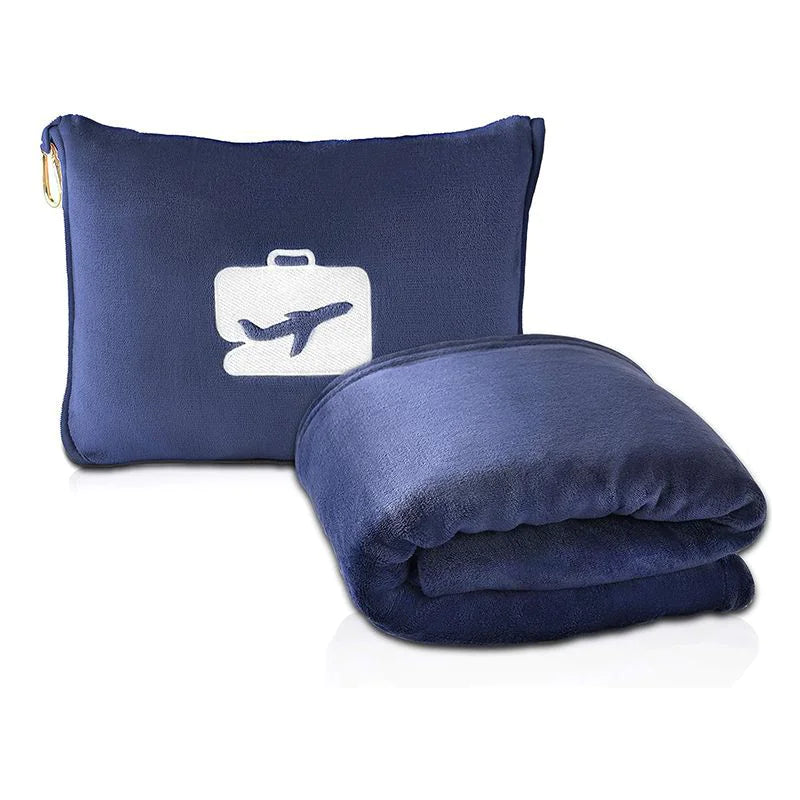 2-in-1 Travel Pillow & Blanket Set – Compact Comfort for Airplane, Car & Train Travel