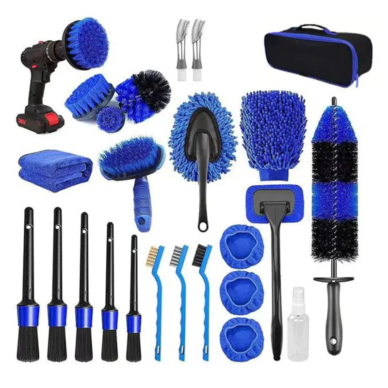 26-Piece Car Detailing Brush Set with Drill Attachments