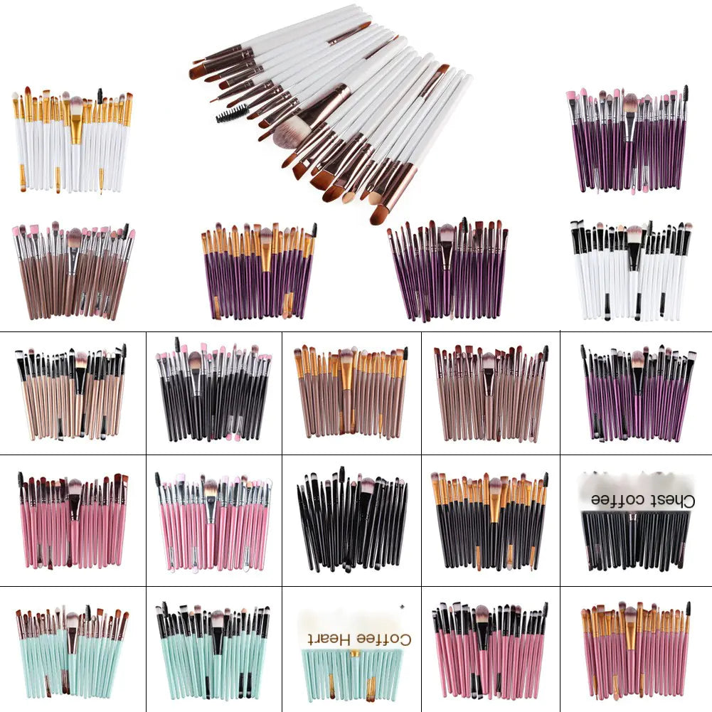 20-Piece Professional Makeup Brush Set – Face & Eye Cosmetic Tools with Soft Nylon Bristles