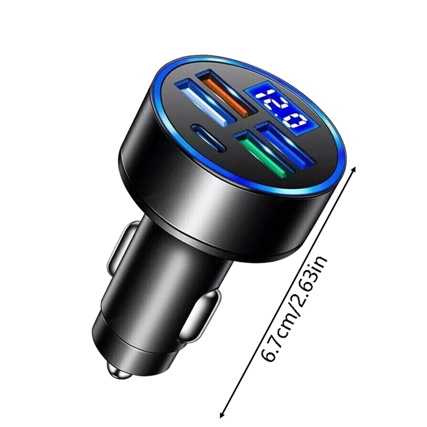 5-Port Super Fast Car Charger Adapter – USB & Type-C for iPhone, Samsung & Android