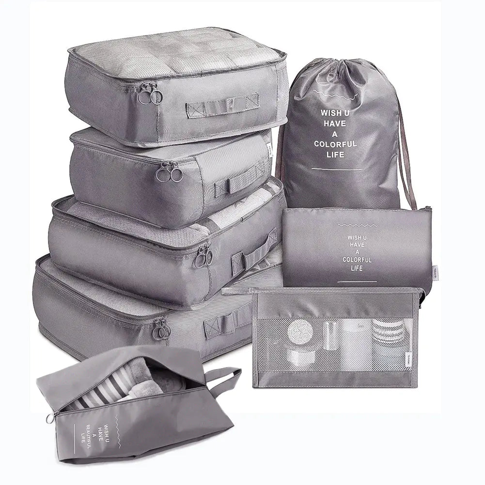 Ensemble de cubes de voyage 8 pièces – Organisateur de bagages et sacs séparateurs pour un voyage efficace, livraison gratuite dans le monde entier.