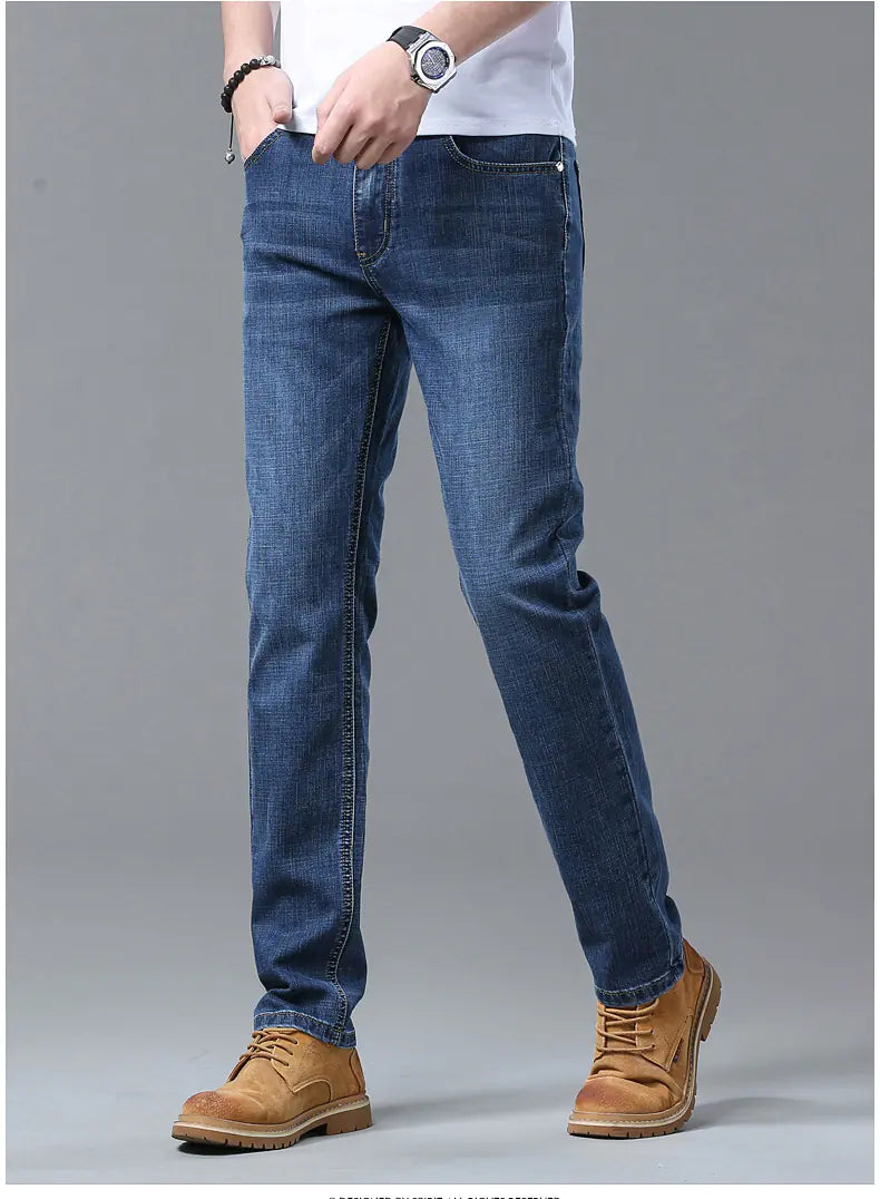 Straight Slim-Fit Stretch Jeans – Business Casual Denim