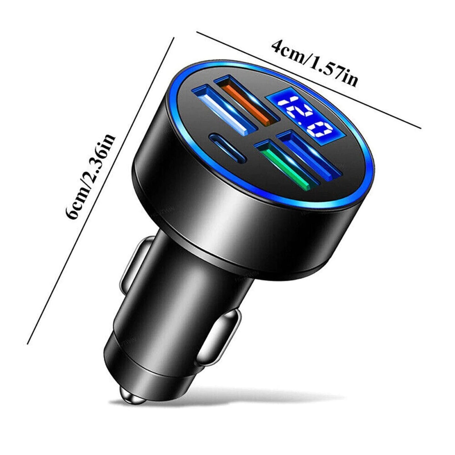 5-Port Super Fast Car Charger Adapter – USB & Type-C for iPhone, Samsung & Android