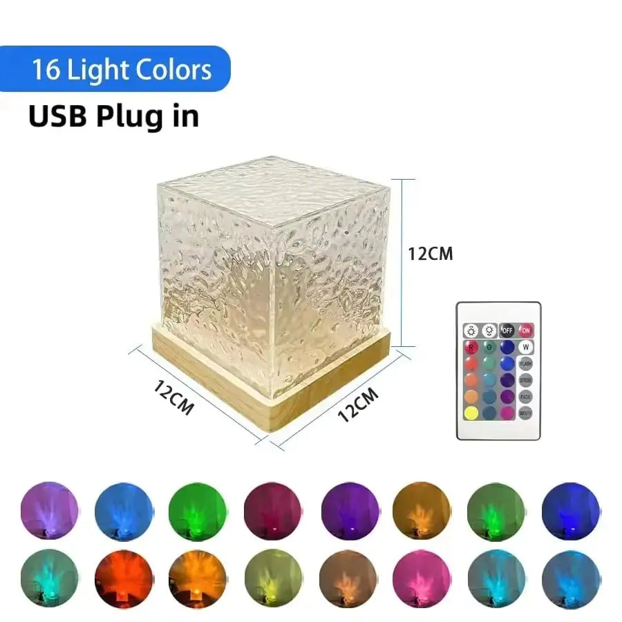 Water Wave Projector Lamp – 16-Color Remote-Controlled Ambient Light