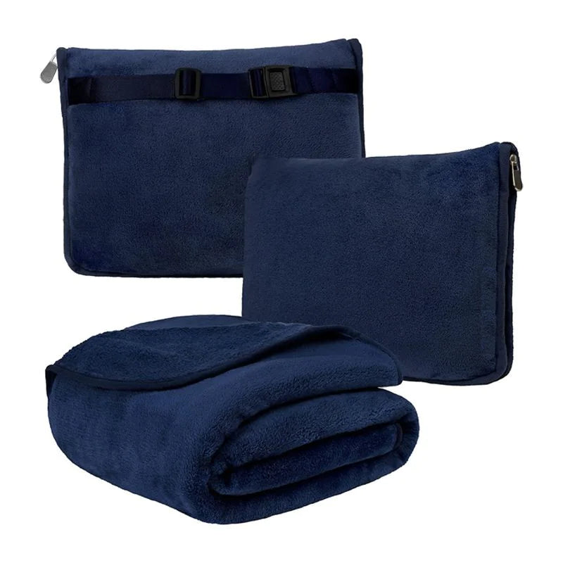 2-in-1 Travel Pillow & Blanket Set – Compact Comfort for Airplane, Car & Train Travel