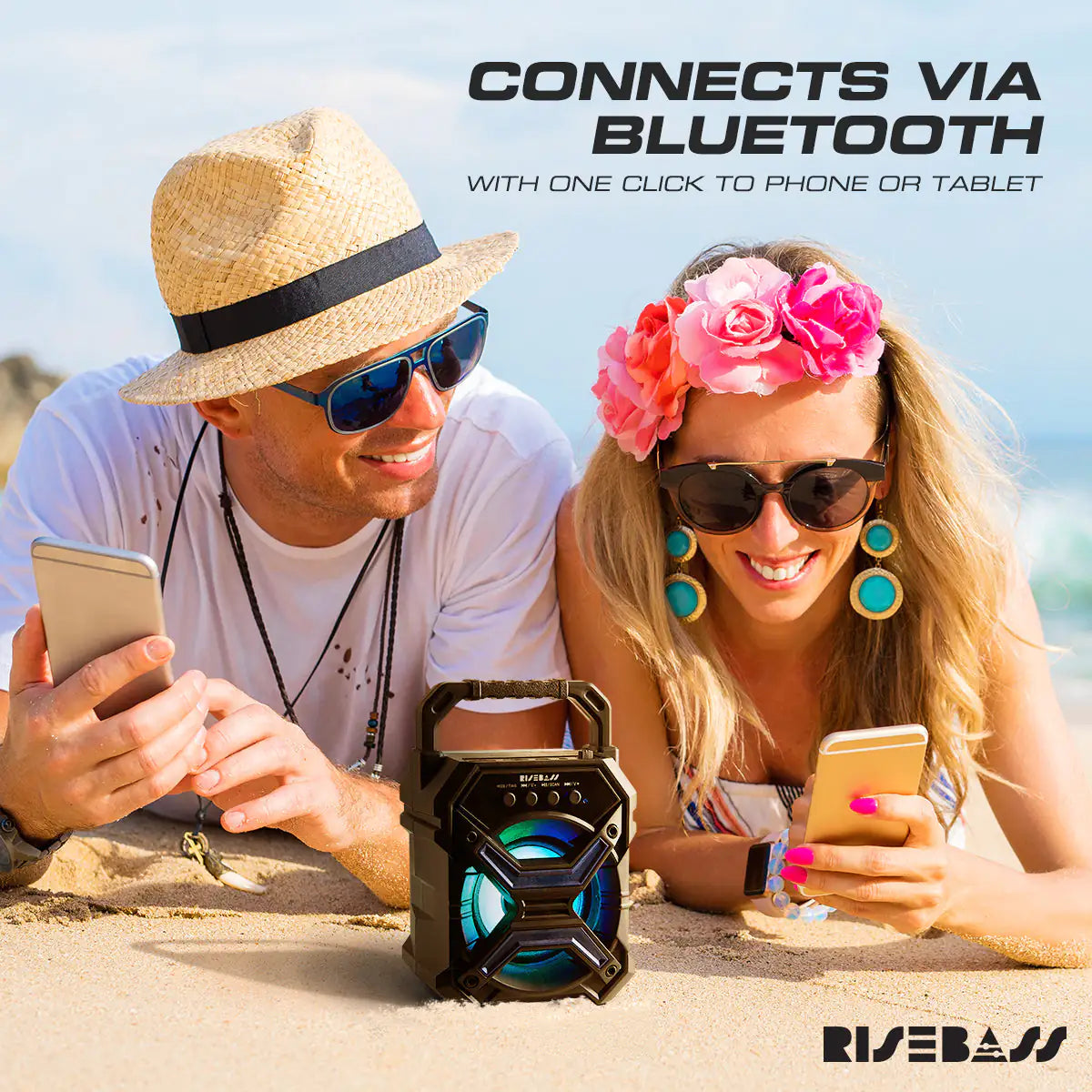 Portable Wireless Bluetooth Speaker with TWS & LED Lights – Rechargeable