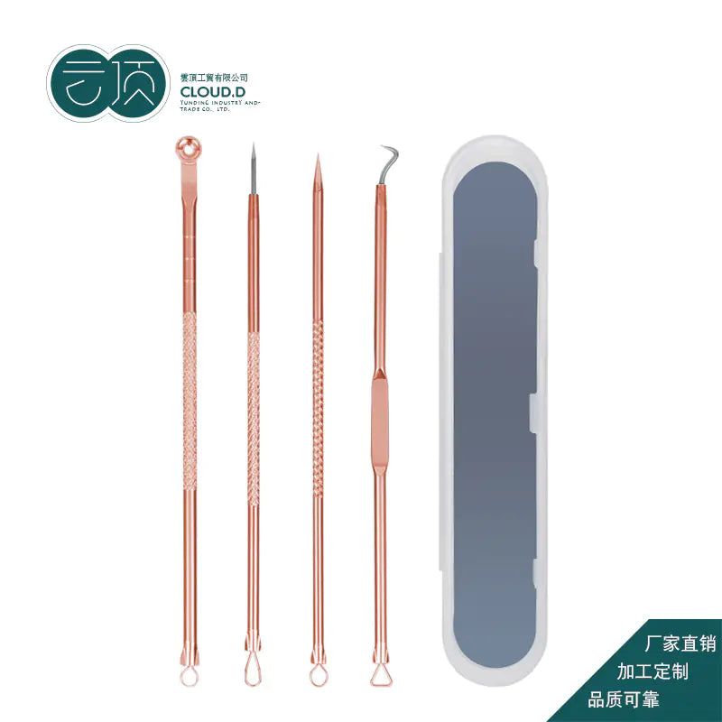 4-Piece Stainless Steel Pimple & Blackhead Extractor Tool Set – Professional Acne Removal Kit