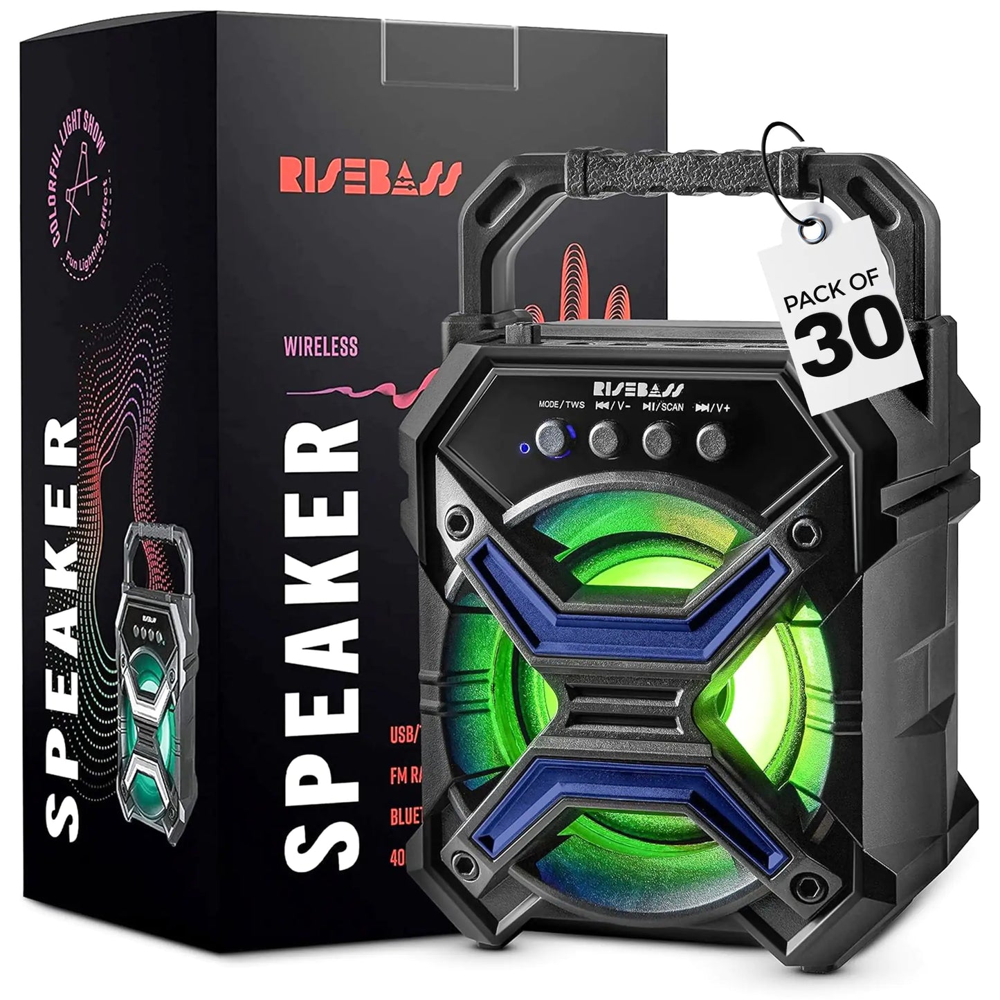 Portable Wireless Bluetooth Speaker with TWS & LED Lights – Rechargeable