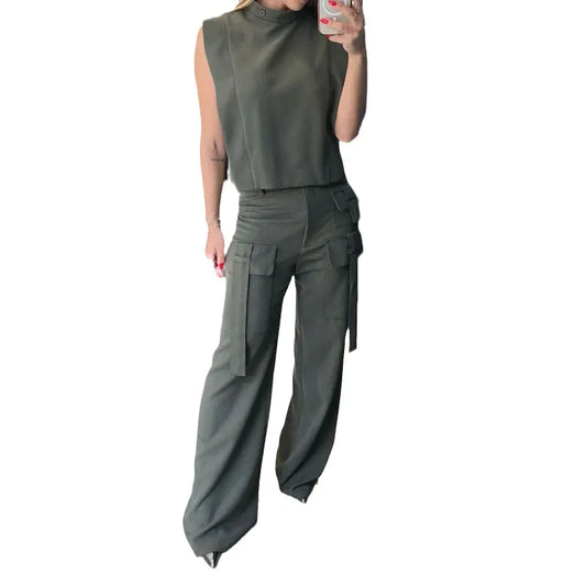 2025 Summer Women’s Casual Two-Piece Outfit Set – Loose Top & Long Pants