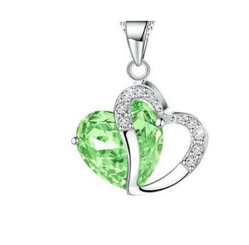 Heart Crystal Pendant Necklace for Women – Water Wave Chain, 9 Color Options