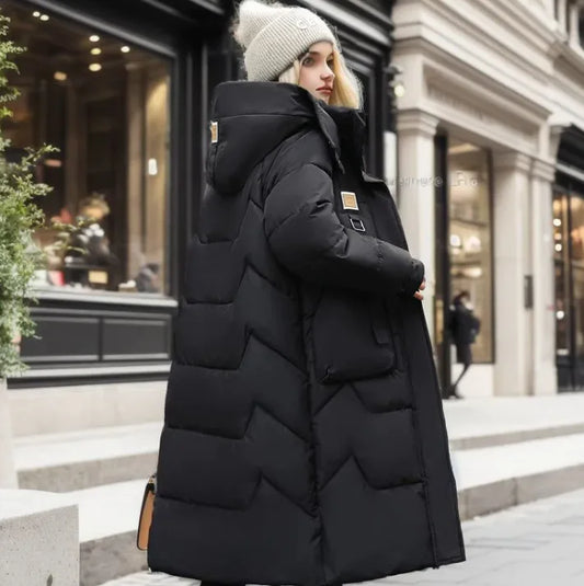 Women’s Mid-Length Cotton Jacket with Detachable Hood – Warm, Comfortable & Stylish